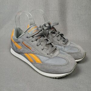 Reebok Women's 7 Royal Glide Classic Athletic Shoes Grey Suede Orange Accent